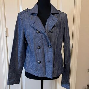 Jones New York signature June cotton linen double breasted jacket